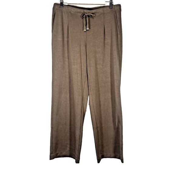 J Jill Pants Women's Size M Brown Flat Front Straight Leg Pull On Lounge Comfort - Picture 1 of 11